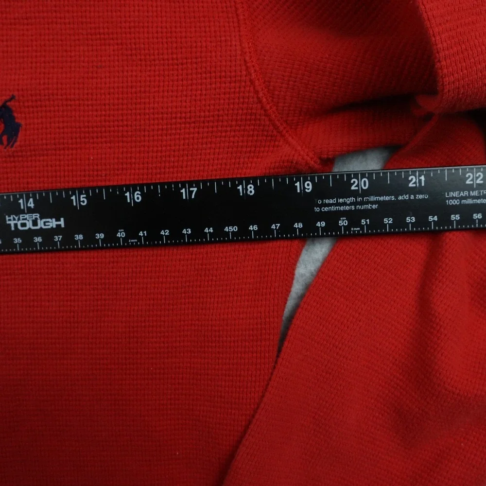 Polo Ralph Lauren Shirt Mens Medium Thermal Waffle‎ Knit Pony Red Long Sleeve